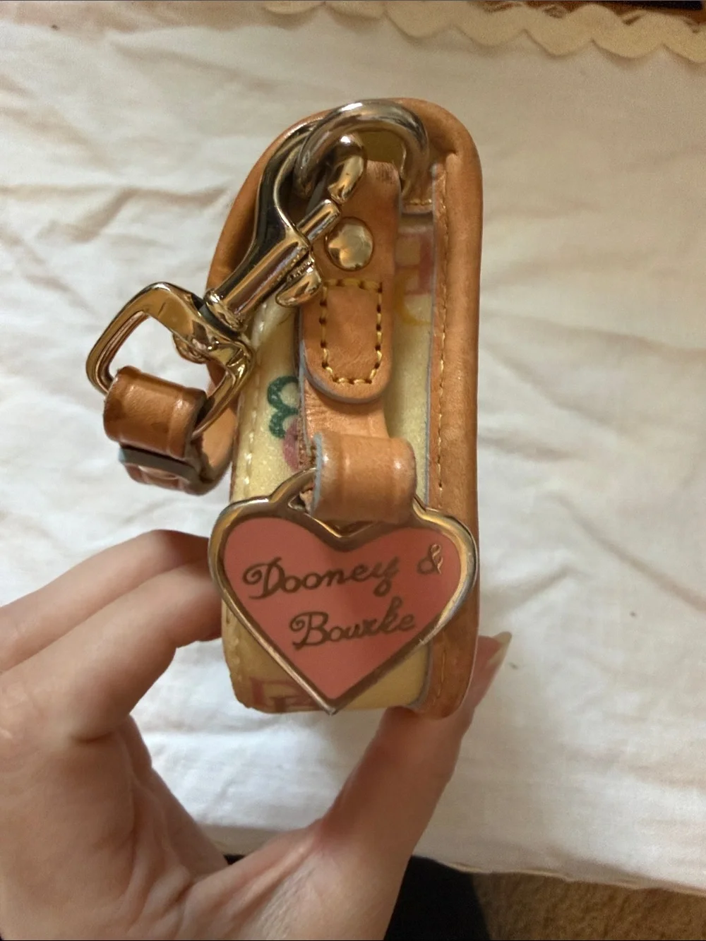 Dooney & Bourke Multicolor DB Logo Wristlet with Tan Trim